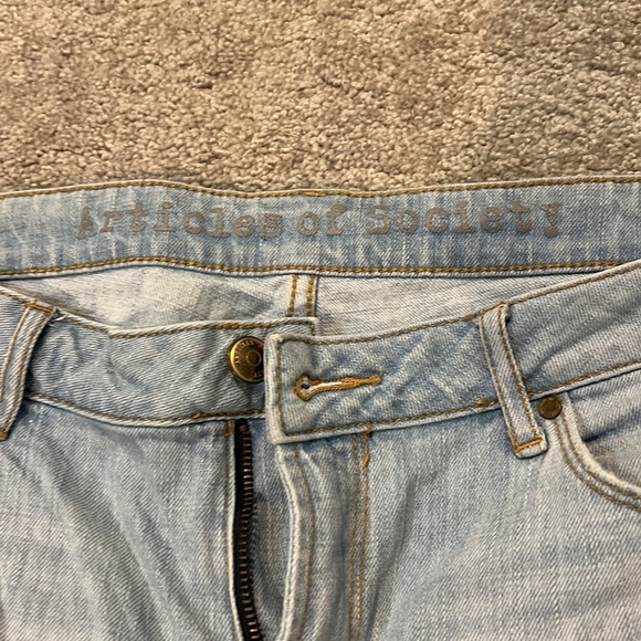 Articles of Society High Rise Light Wash Distressed Cropped Boyfriend Jeans - Picture 5 of 13